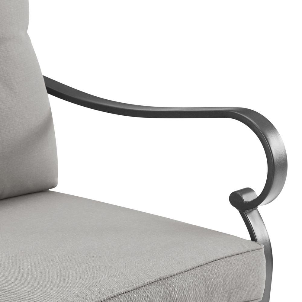 2pk Dahlia Outdoor Steel Arm Chairs Taupe/Matte Black - Crosley: Padded, Weather-Resistant Patio Seating