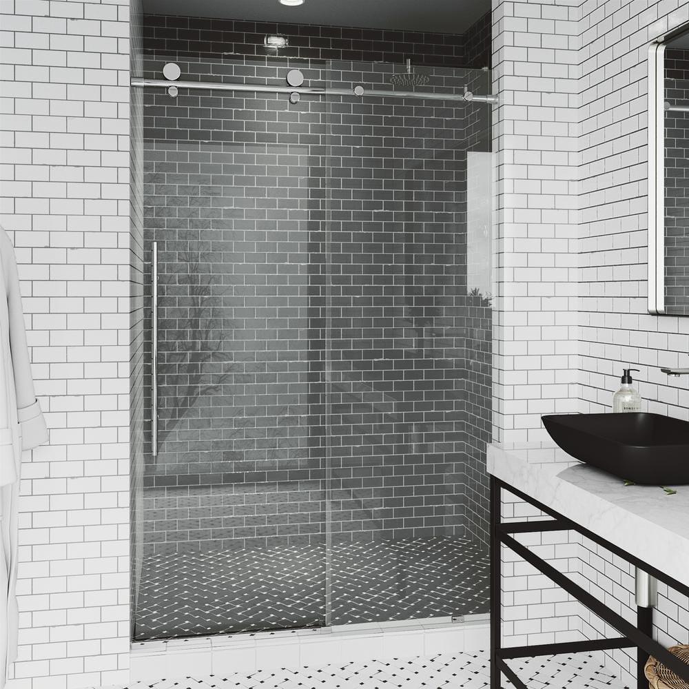 Elan E-Class 44-48" W x 76" H Sliding Frameless Shower Door with 3/8" Clear Glass