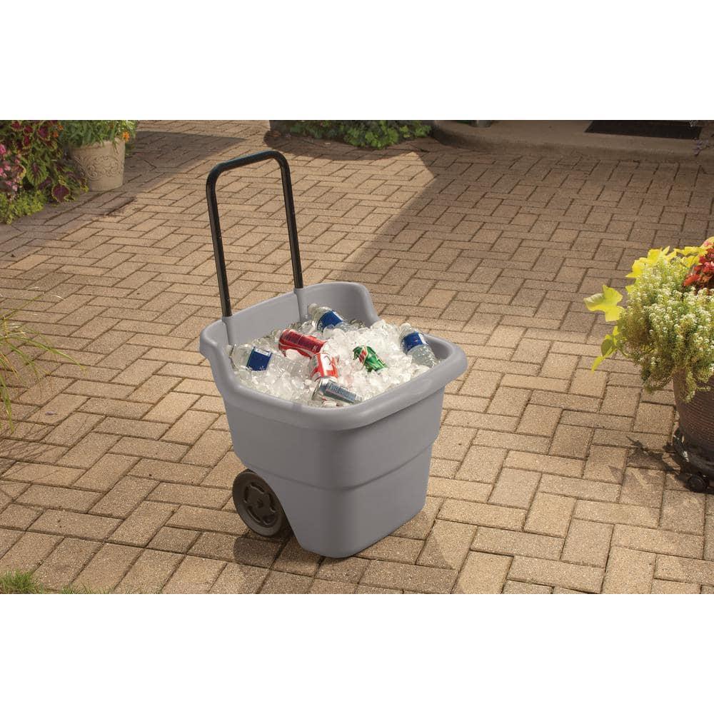 Suncast 15 Gallon Resin Rolling Lawn and Utility Cart with Retractable Handle
