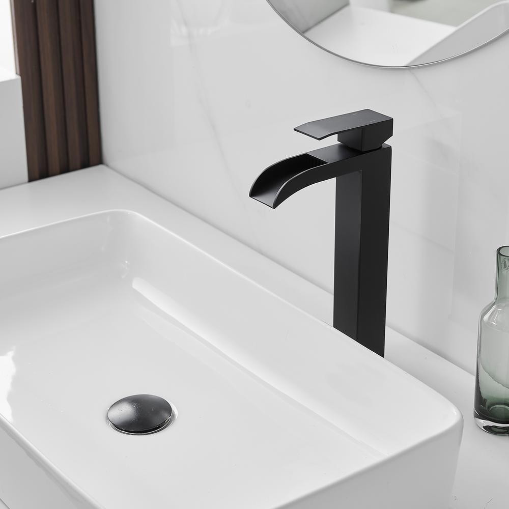 VIBRANTBATH 6009H-Black Vessel Sink Faucet Single-handle Bathroom Faucet with Drain Assembly