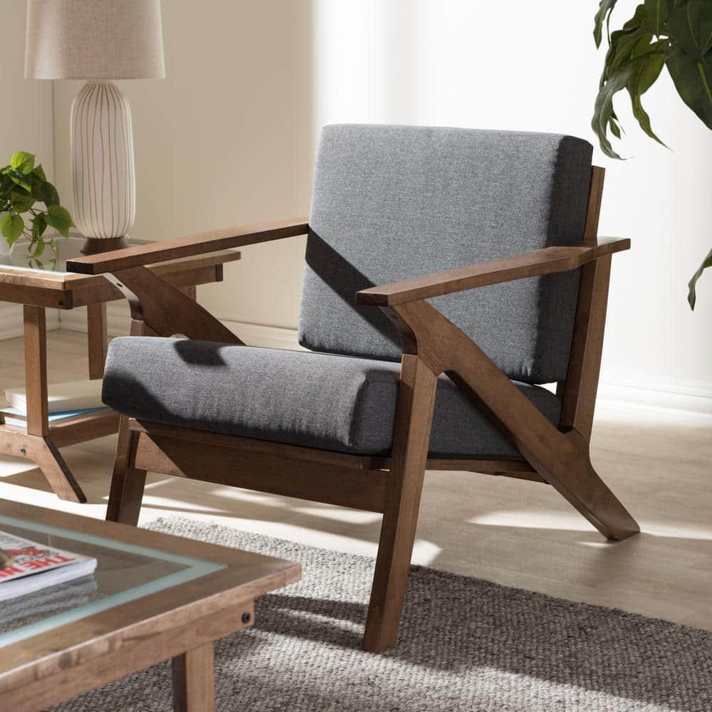 Cayla Lounge Fabric Chair in Gray