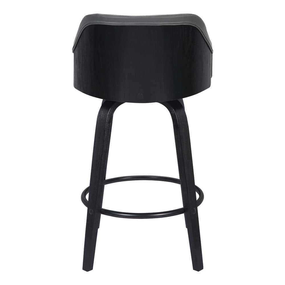 30" Alec Bar Height Swivel Barstool Black/Gray - Armen Living: Contemporary, 360-Degree, Low Back