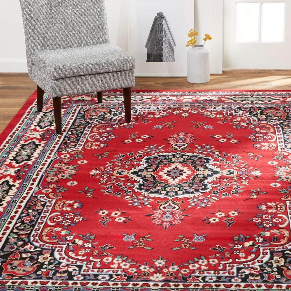 Home Dynamix Premium Sakarya Traditional Medallion Area Rug, Red/Black, 3'7"x5'2"