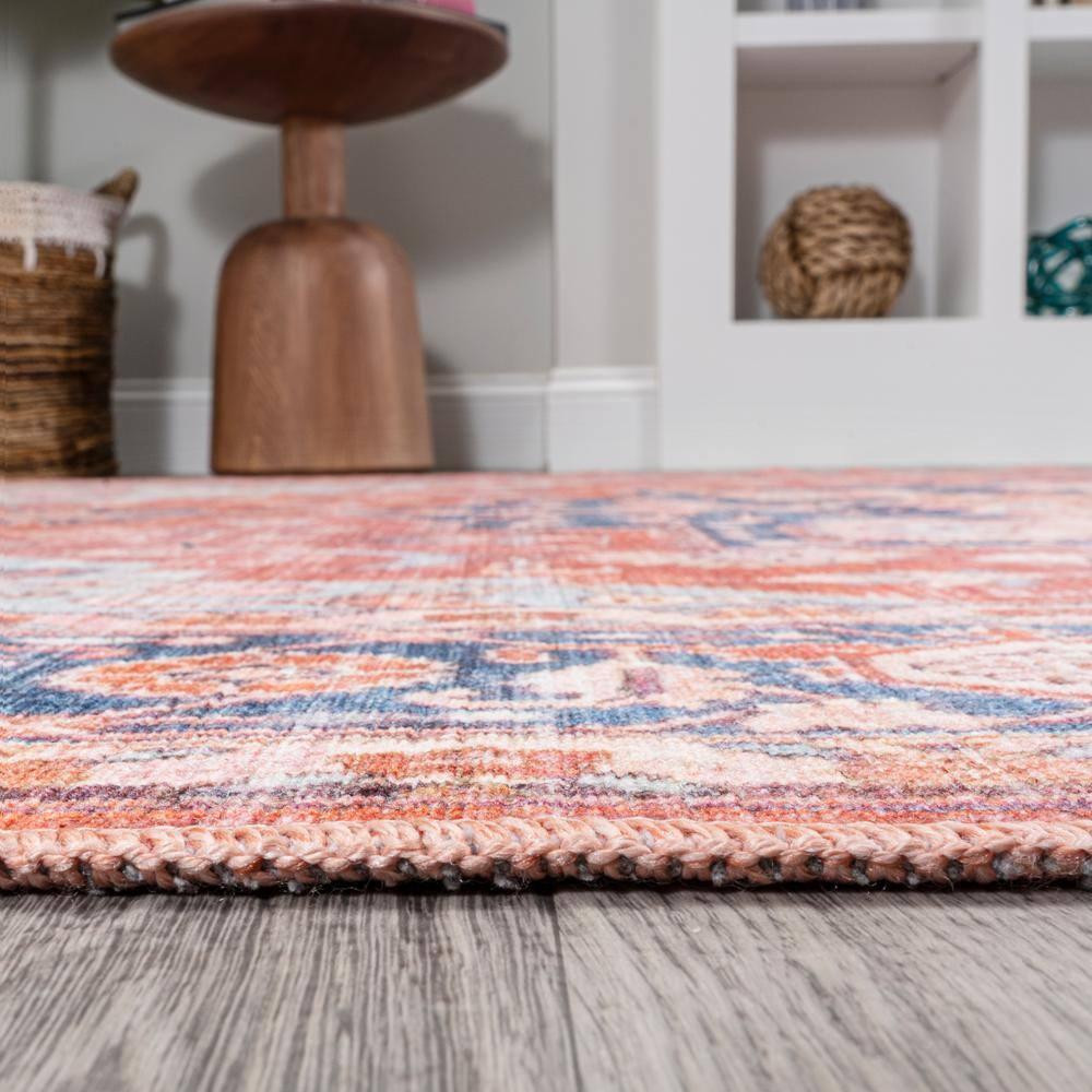 5' x 8' Maris Ornate Medallion Machine Washable Indoor/Outdoor Area Rug, Orange/Cream - JONATHAN Y