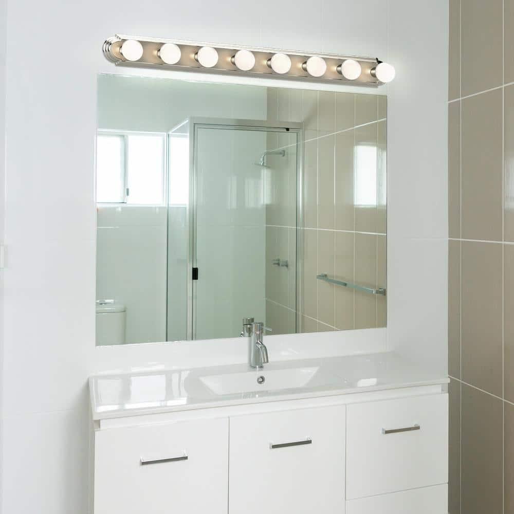 48" Brushed Nickel 8-Light Bathroom Vanity Bar