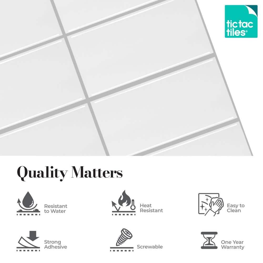 Tic Tac Tiles 12" x 12" PVC Peel and Stick Subway Tile