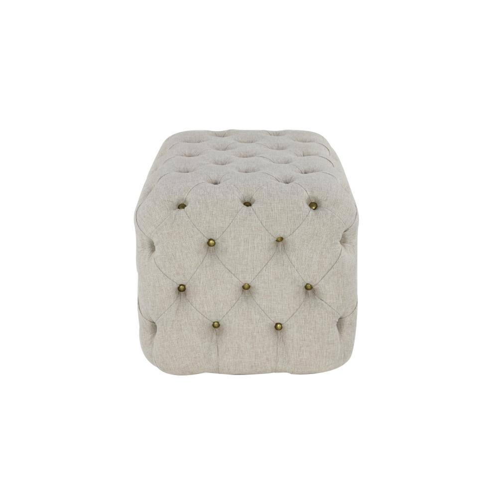 Linen Tufted Ottoman Bench Beige - Olivia & May
