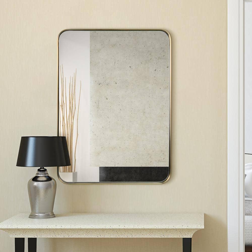 Empire Art Direct Ultra Brushed Gold Stainless Steel Frame Rectangle Wall Mirror, 22" x 30" x 2", Ready to Hang