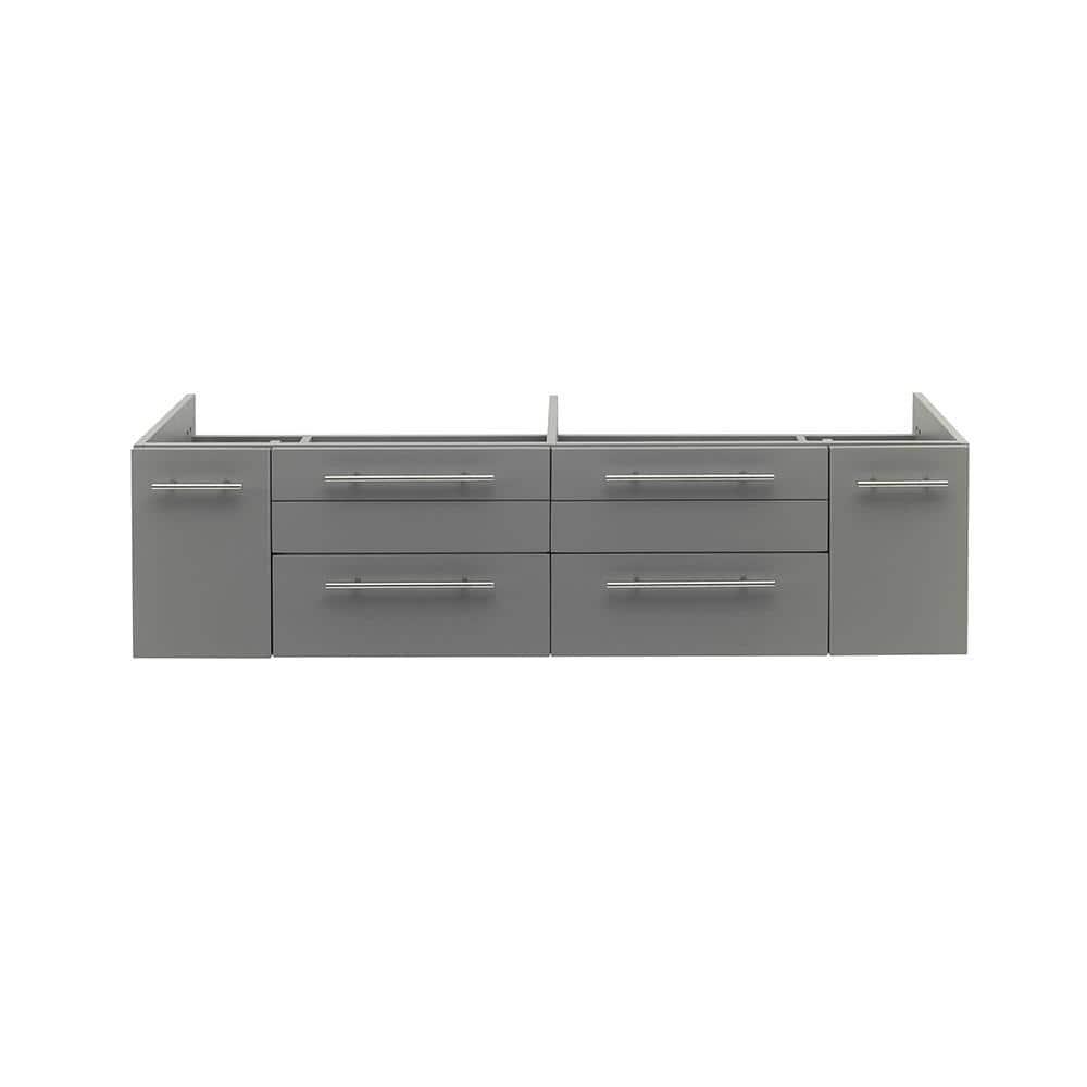 Fresca Lucera 60" Wall Mount Double Undermount Sink Bathroom Vanity Base Only (Top & Sink Not Included)