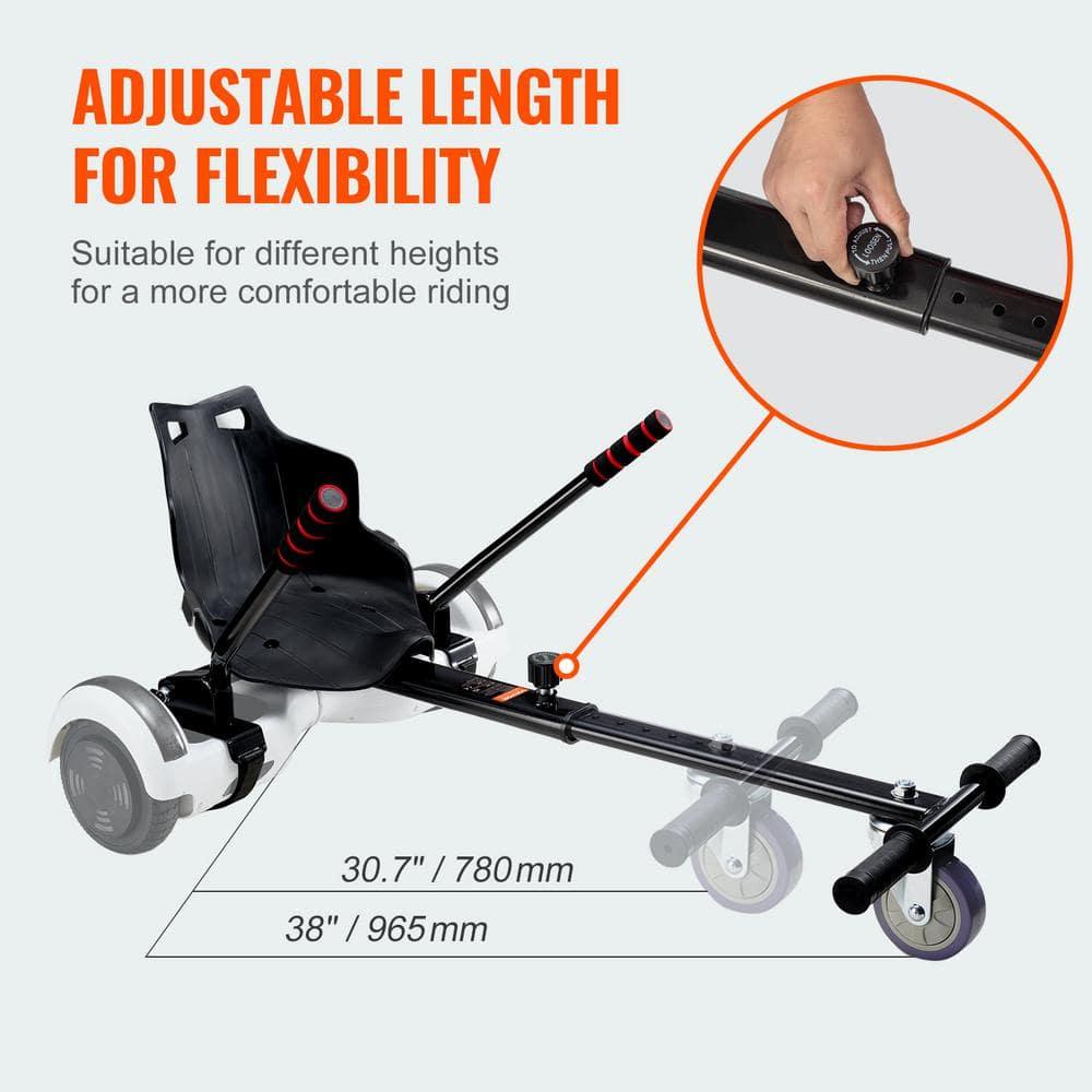 Hoverboard Seat Attachment, Compatible with All 6.5" 8" 8.5" 10" Hoverboards, Grips Control, Adjustable Frame Length and 220 LBS Load Capacity, Hover Board Go Karts Accessory
