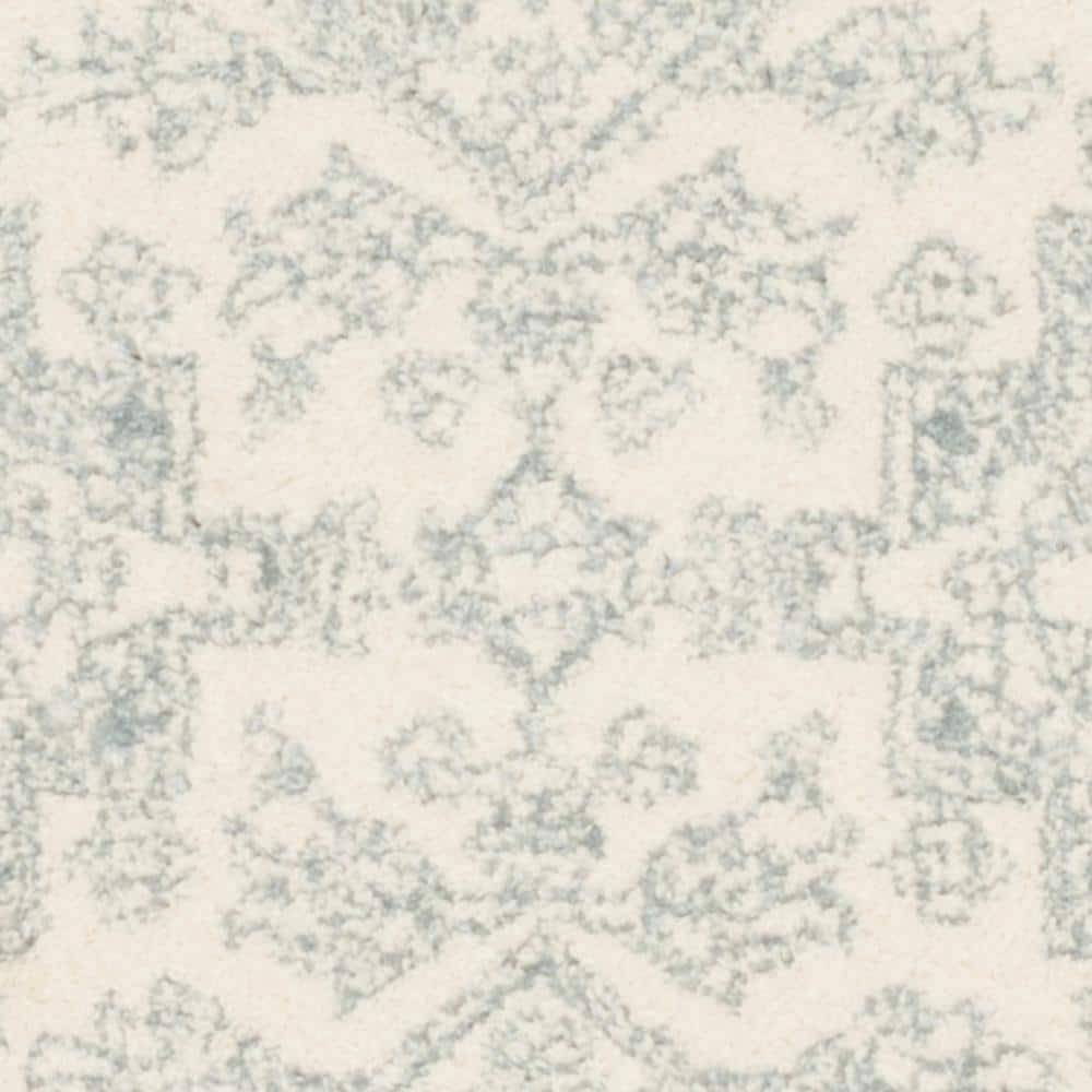 Ivory and Slate Medallion Synthetic Runner Rug