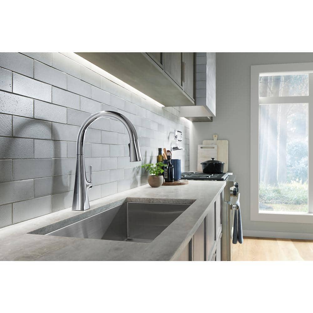 Graze Pull-Down Single Handle Kitchen Faucet With Three-Function Sprayhead With Accessories