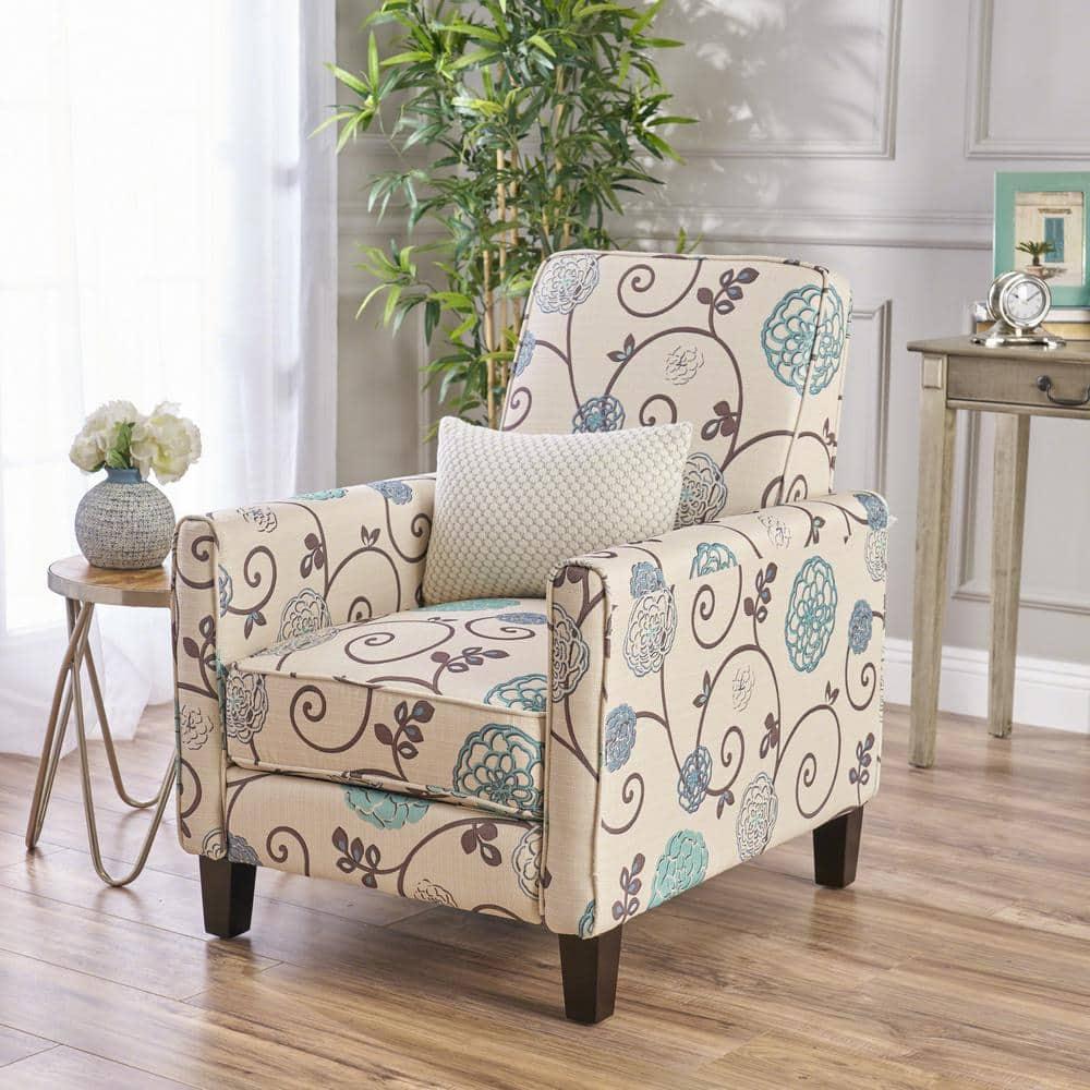 Darvis Fabric Recliner White - Christopher Knight Home: Petite Design, Tapered Legs, Piped Edges