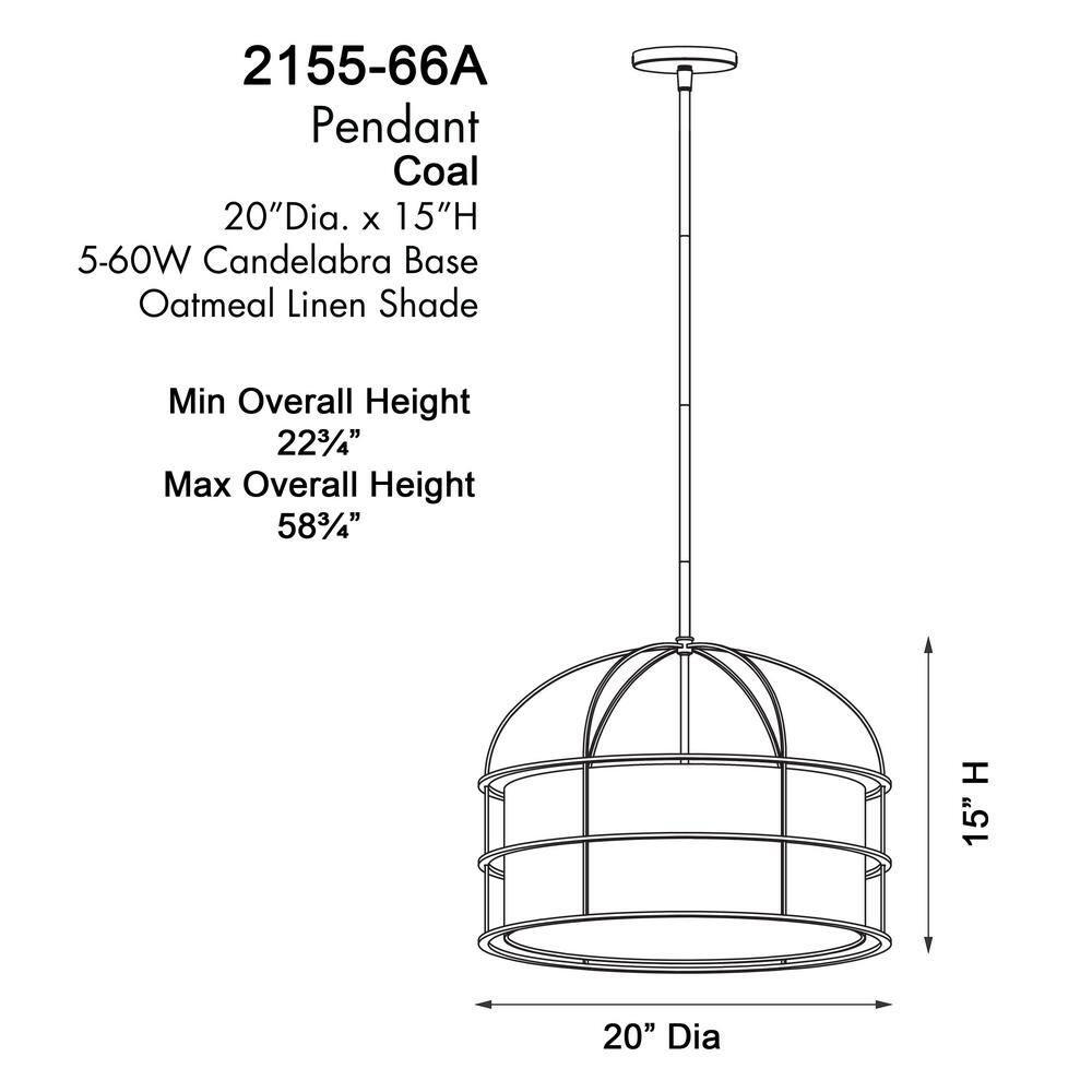 2155-695-Minka Lavery-Gateway Park - 5 Light Convertible Pendant-15 Inches Tall and 20 Inches Wide-Soft Brass Finish