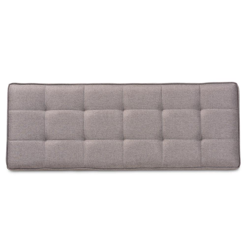 Sanford Wood Dining Ottoman Gray/Walnut Brown - Baxton Studio: Padded Fabric, Tufted Design, Angled Legs