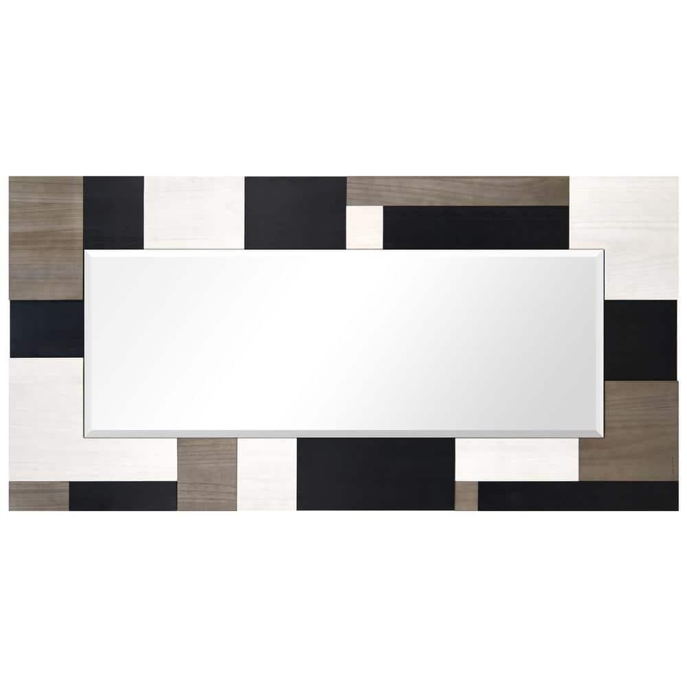 Empire Art Direct "Geometric Blocks" Hand Made Solid Paulownia Wood Beveled Leaner Mirror size 80" x 40"