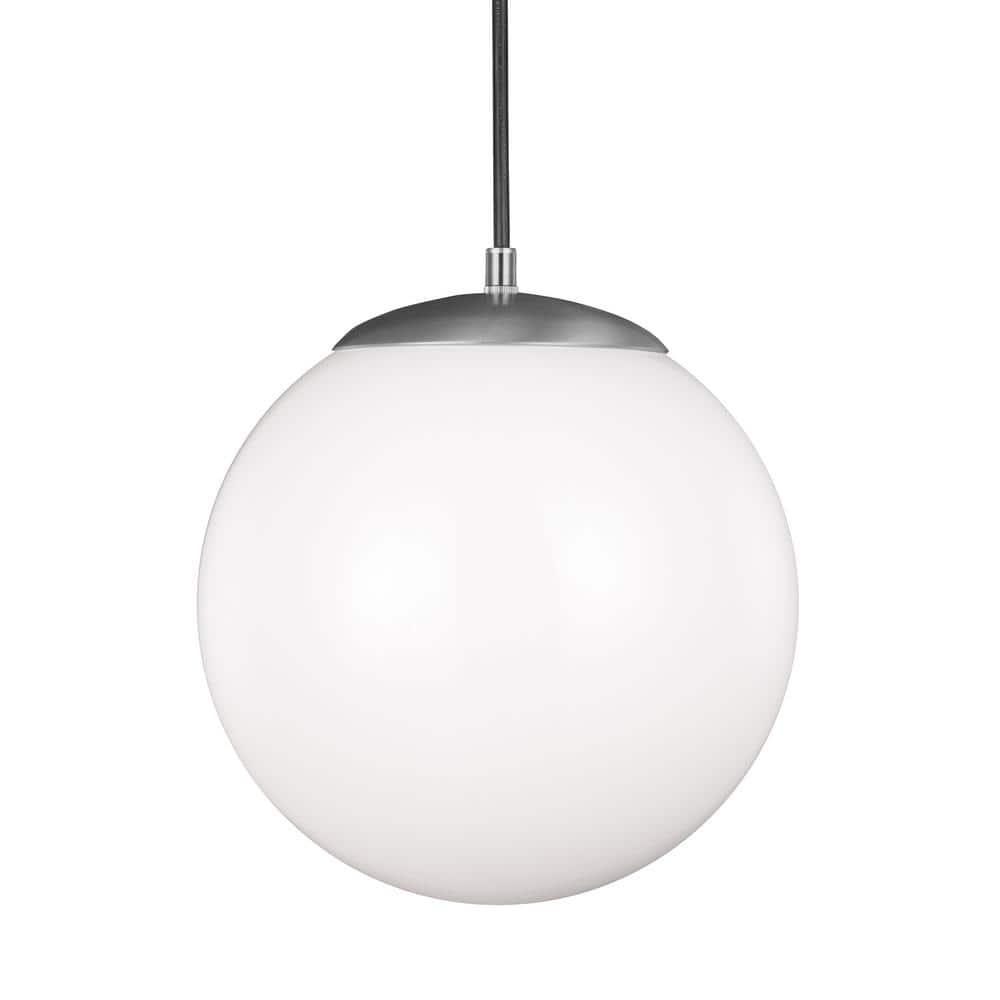 Satin Aluminum 12" Globe Pendant Light with Smooth White Glass Diffuser