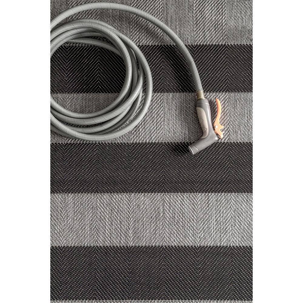 Nuloom Alexis Striped 2x3 Indoor/Outdoor Accent Rug for Living Room Patio Deck Front Porch Entryway Kitchen, Black/Light Grey