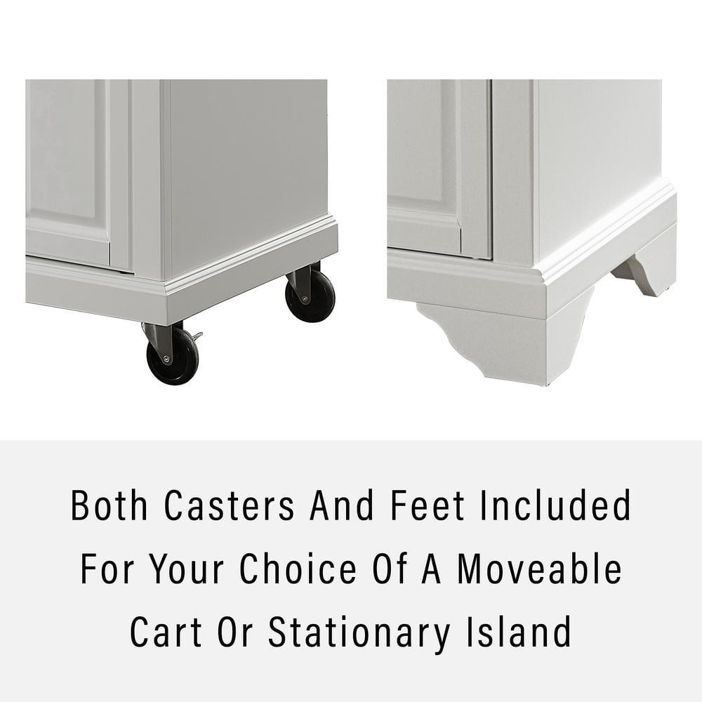Alexandria Wood Top Full Size Kitchen Island/Cart White/Natural - Crosley: Adjustable Shelves, Towel Bar, Traditional Style