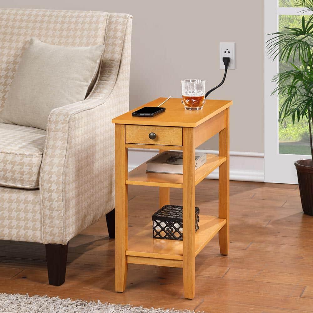 Convenience Concepts American Heritage End Table/Charging Station, Natural