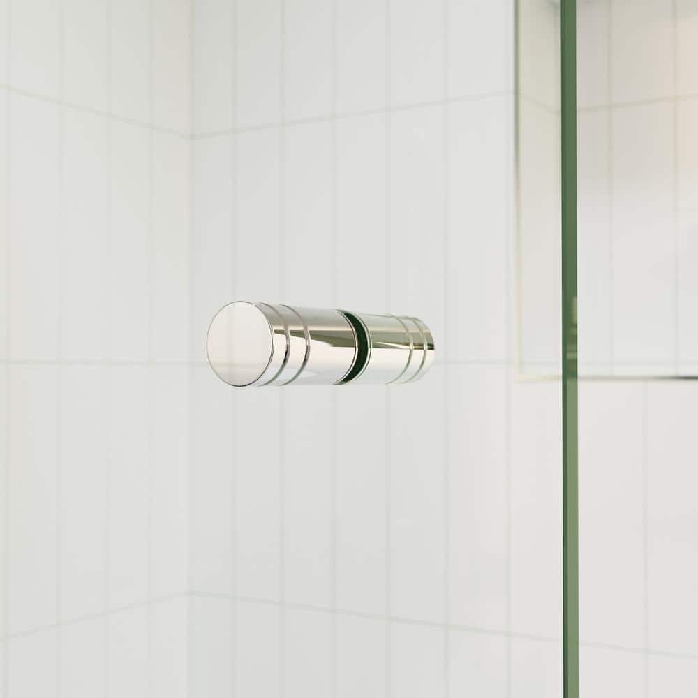 34" W. x 58.25" H in. Frameless Glass Hinged Bathtub Door