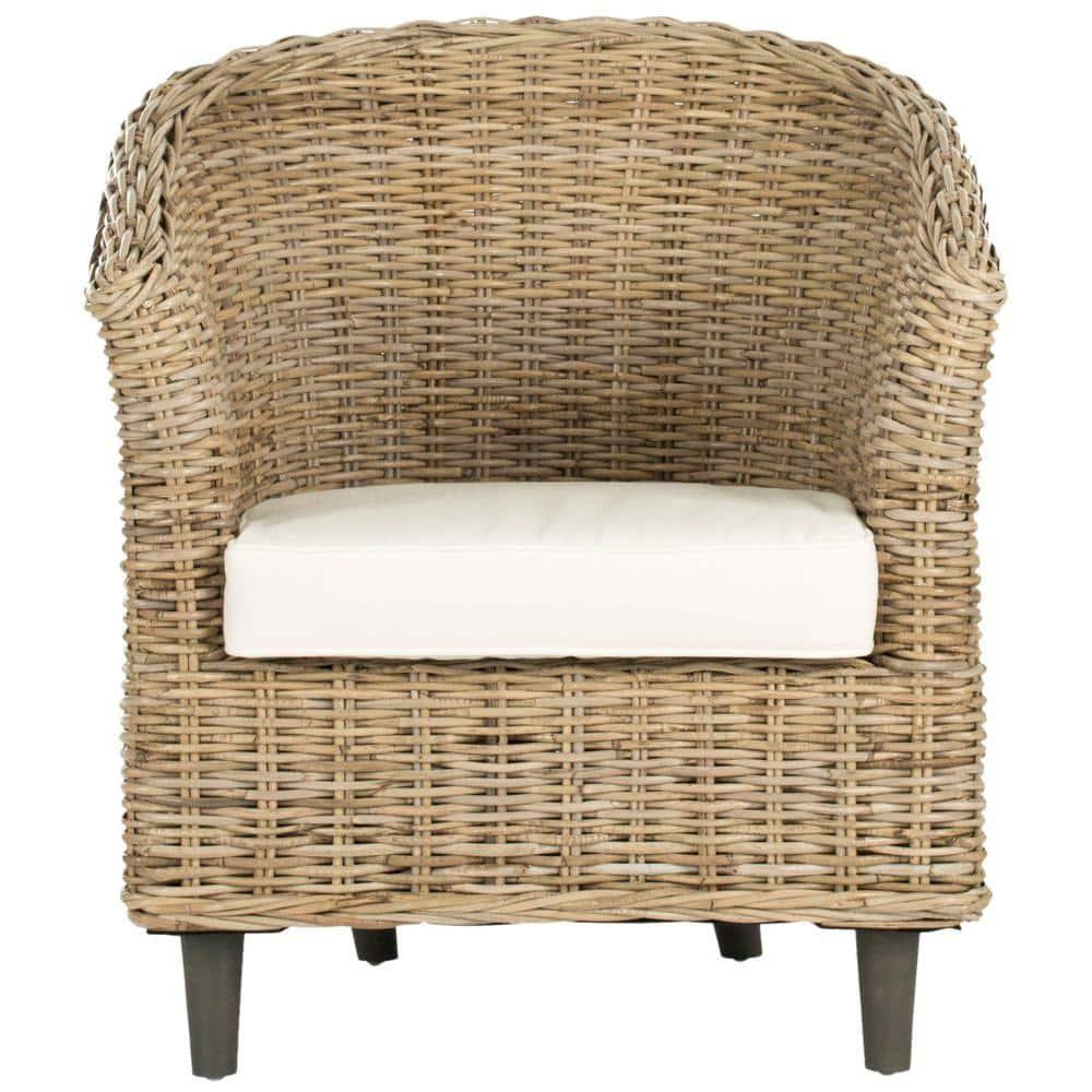Omni Barrel Chair - FOX6501 - White/Natural Unfinished - Safavieh