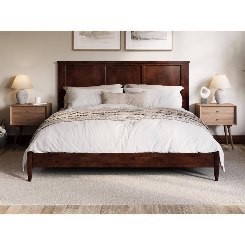AFI Charlotte King Solid Wood Low Profile Platform Bed, Walnut
