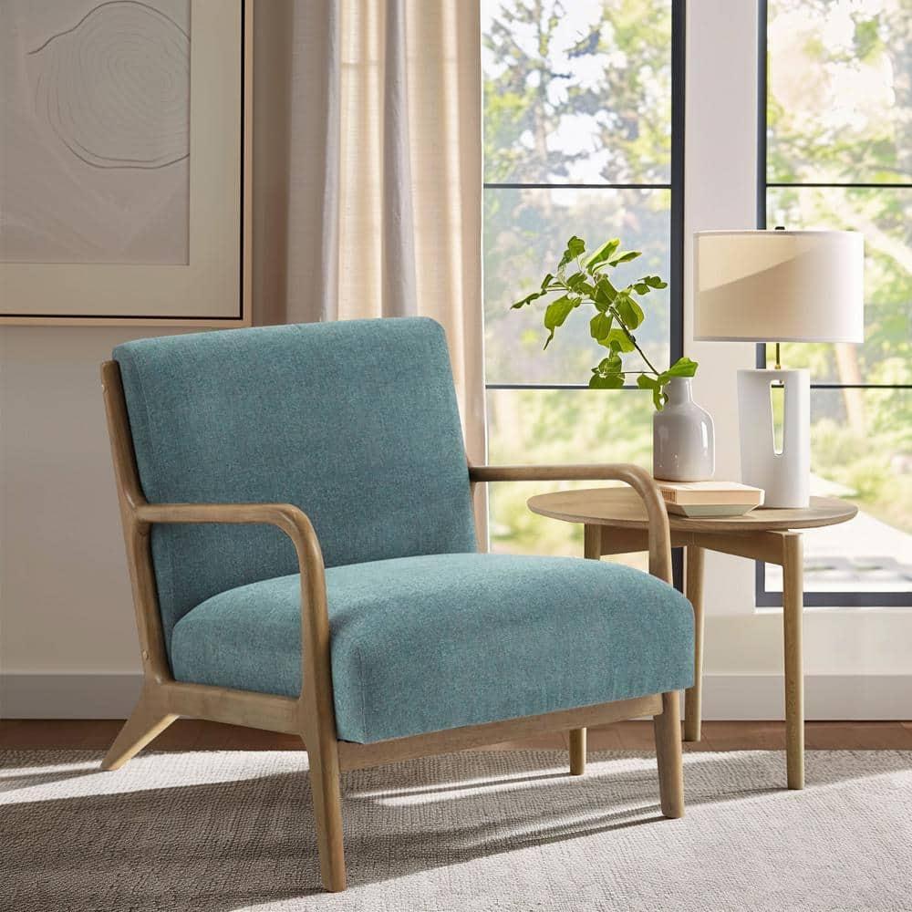 Ink+Ivy Novak Lounge Chair Teal: Upholstered Polyester, Rubberwood Frame, Spot Clean, 300lb Capacity