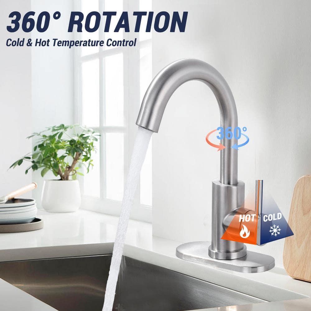 AVITAS TS14D05 Single Handle Stainless Steel Bar Kitchen Faucet With Swivel Spout And Deckplate