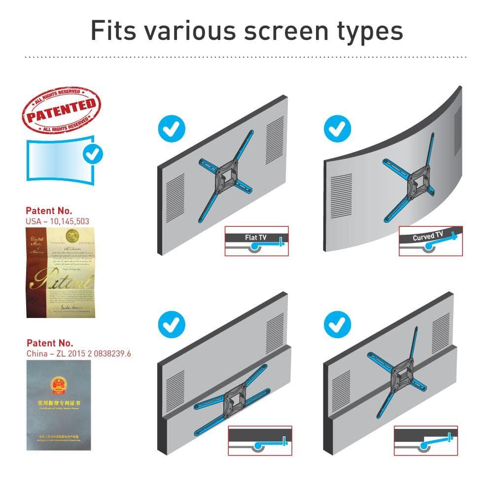 Barkan 13" - 90" Full Motion, Dual Arm TV Wall Mount - Extension, Swivel & Tilt