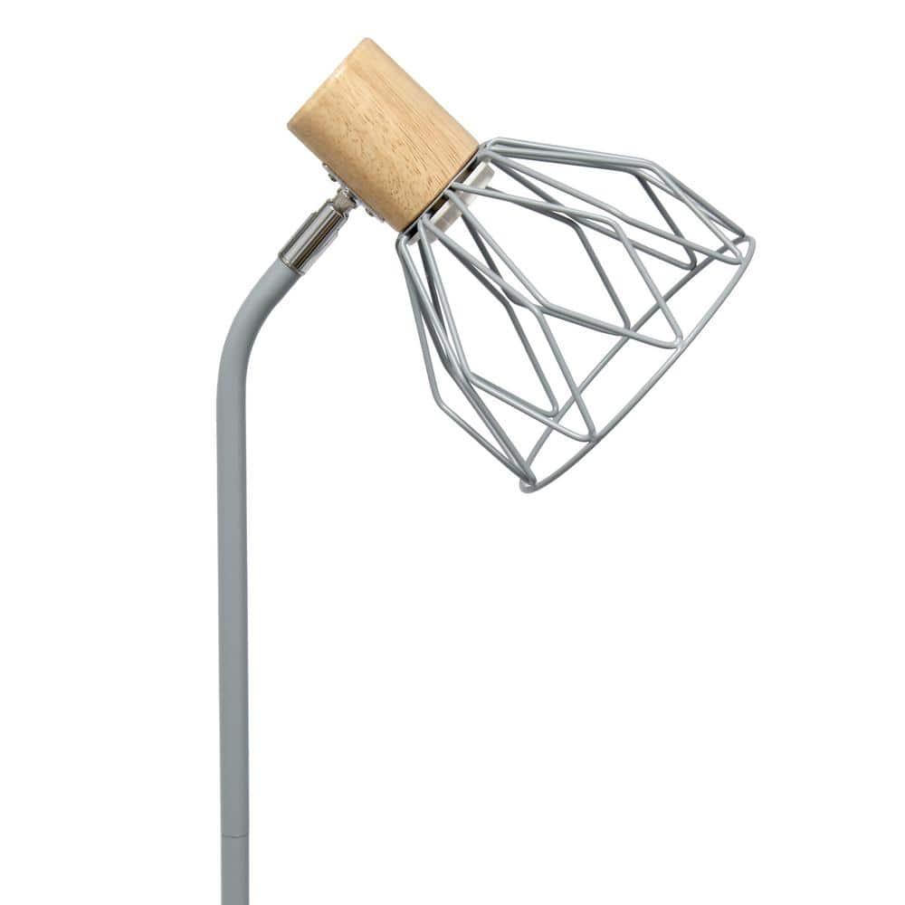 Simple Designs 55.91" Industrial Farmhouse Fusion Adjustable Cage Wire Accent Floor Lamp Gray