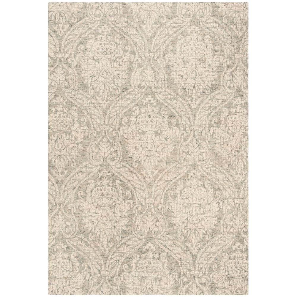 Rosemarie Abstract Handmade Tufted Wool Gray/Ivory Area Rug