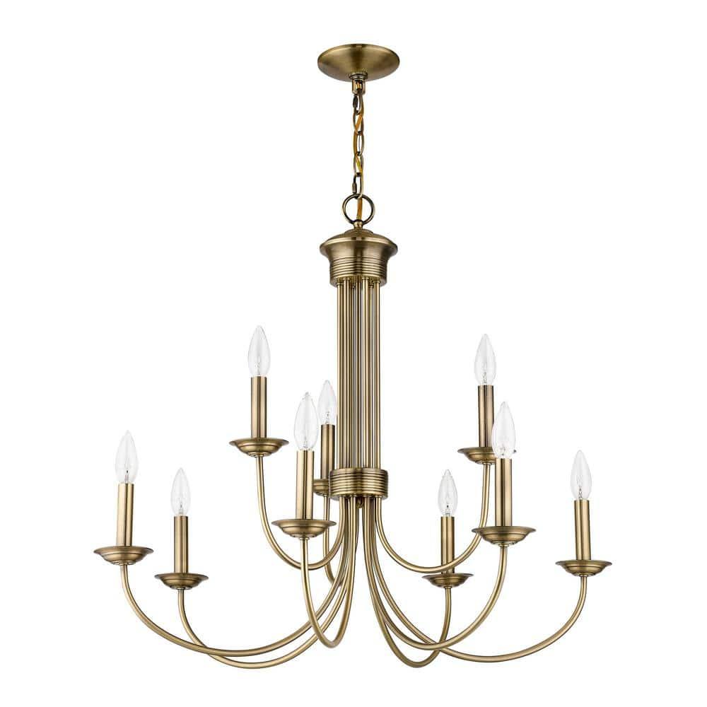 Livex Lighting Estate 9 - Light Chandelier in  Antique Brass