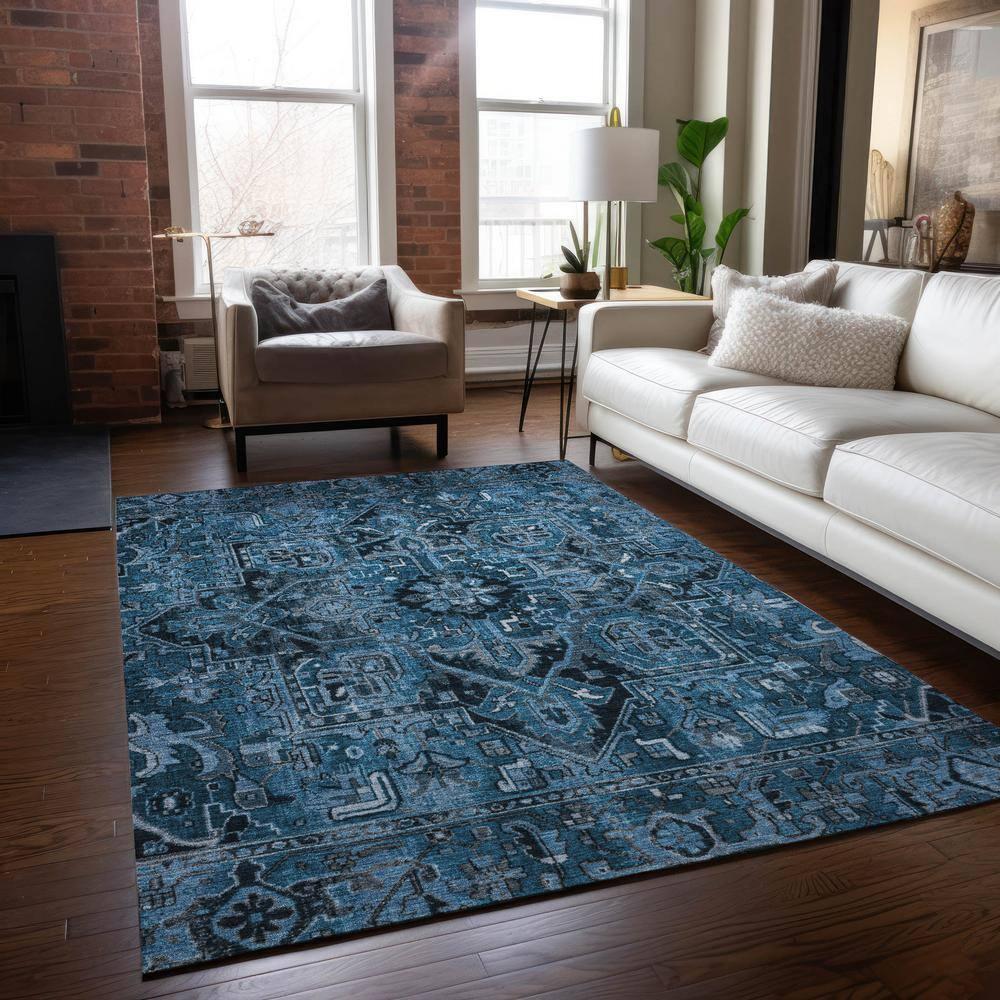 Addison Rugs Chantille ACN570 Blue 8' x 10 Indoor Outdoor Area Rug, Stain Resistant, Machine Washable, Non Shedding, Bedroom, Living Room, Dining Room, Kitchen Rug