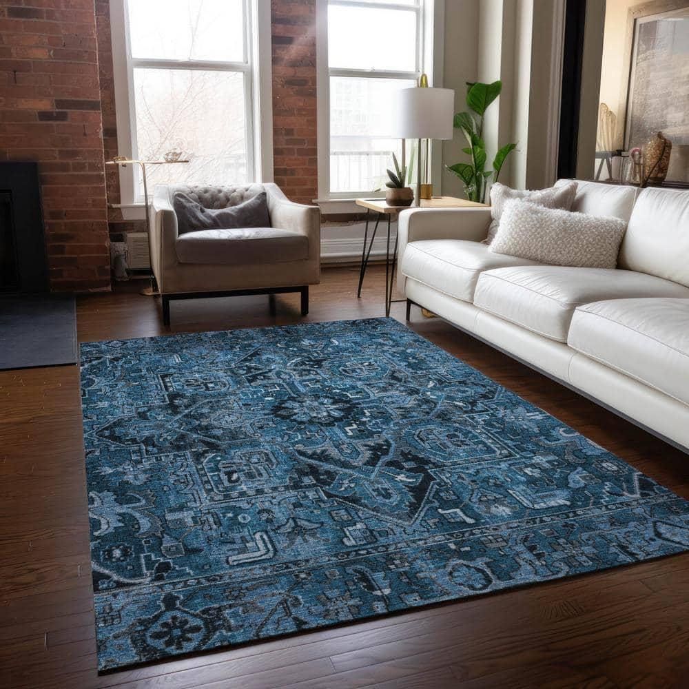 Addison Rugs Chantille ACN570 Blue 8' x 10 Indoor Outdoor Area Rug, Stain Resistant, Machine Washable, Non Shedding, Bedroom, Living Room, Dining Room, Kitchen Rug