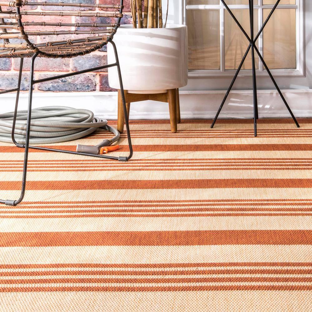 nuLOOM Heidi Multi Striped Indoor/Outdoor Area Rug, 6' 3" x 9' 2", Terracotta