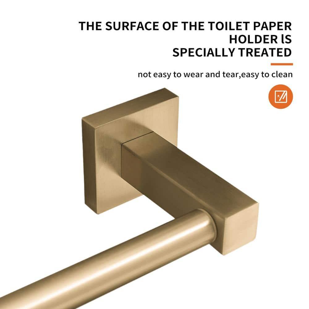 BWE Wall Mounted Toilet Paper Holder Double Post Pivoting Square Tissue Holders Roll Hangers Stand