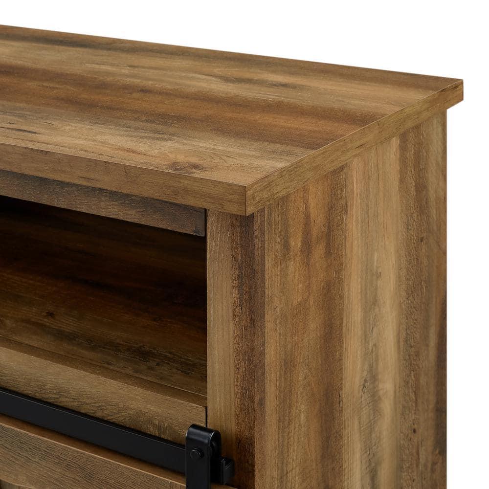 Walker Edison Farmhouse Barn Door TV Stand for TVs up to 58", Reclaimed Barnwood