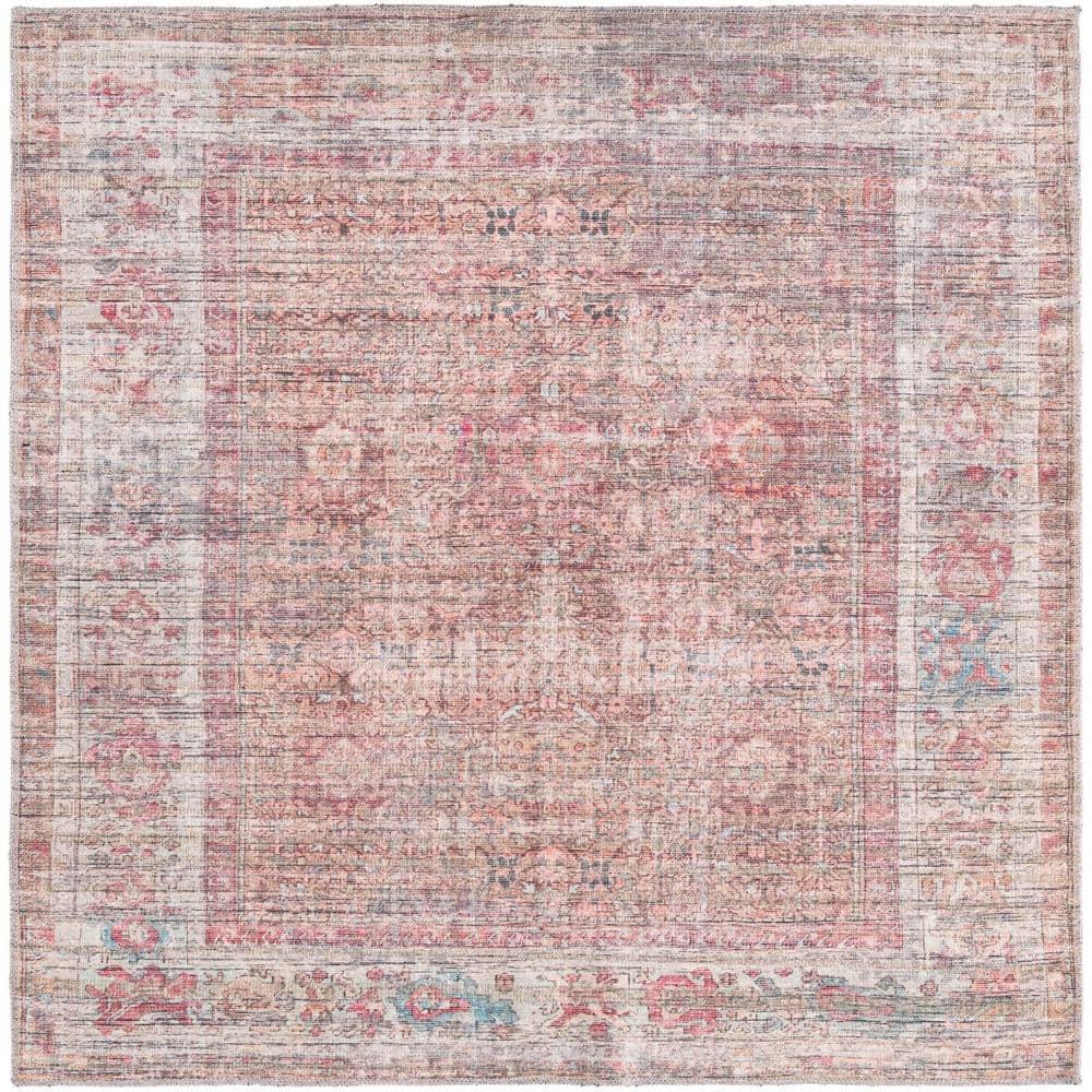Unique Loom 5' 3 x 5' 3 Nostalgia Euphoria Machine Washable Rust Red and Brown Area Rug