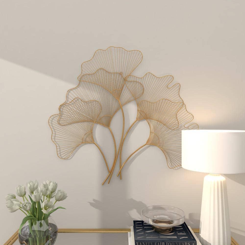 Floral Gold Metal Leaf Wall Décor, 36" X 33"