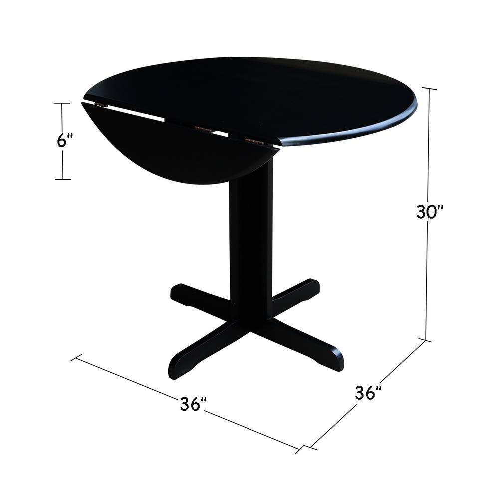 36" Dual Dining Drop Leaf Dining Table Black - International Concepts