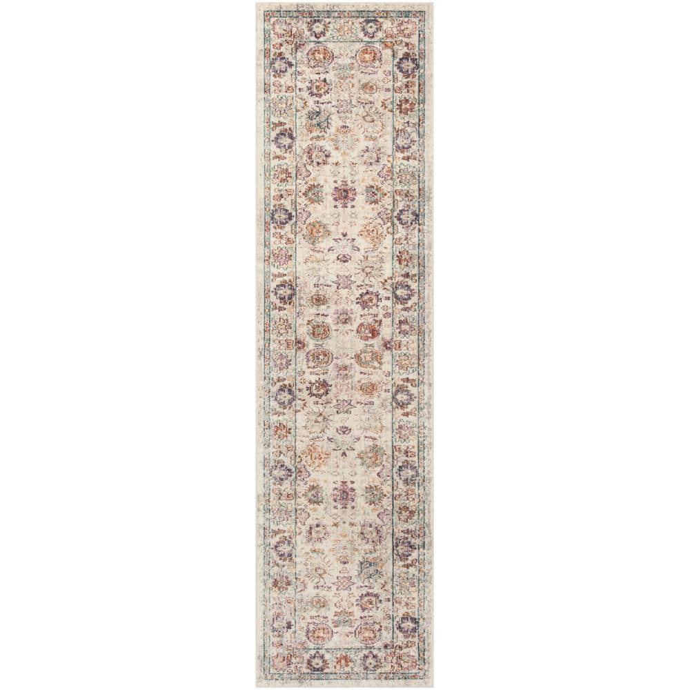 Illusion ILL710 Power Loomed Runner Rug - Cream/Purple - 2'3"x8' - Safavieh