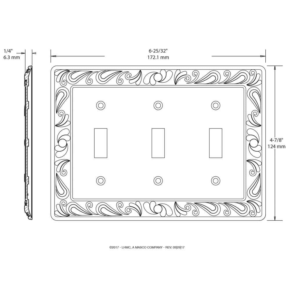 Paisley 3-Gang Toggle Light Switch Wall Plate