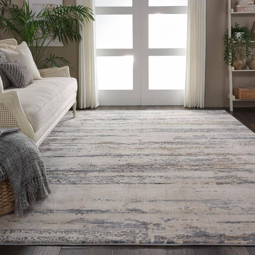 Rustic Textures Beige/Grey 8 ft. x 11 ft. Abstract Contemporary Area Rug
