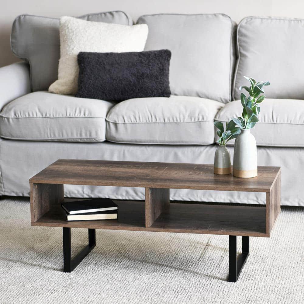 Household Essentials Jamestown TV Stand: Engineered Wood, Iron Frame, for 42" TVs Ashwood