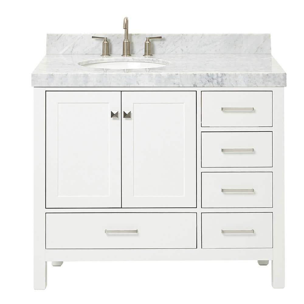 Cambridge 42'' Single Bathroom Vanity with Carrara Marble Top