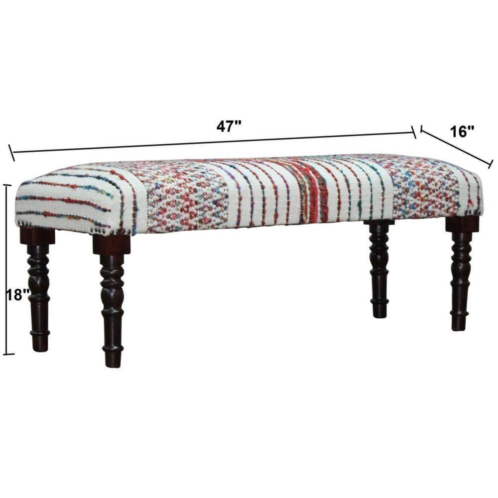 Colorful Chevron and Striped Chindi Bench with Storage