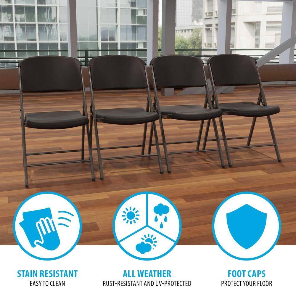 Lifetime Folding Chair, Indoor/Outdoor Commercial, Adult, Black, 4 Pack (80187)