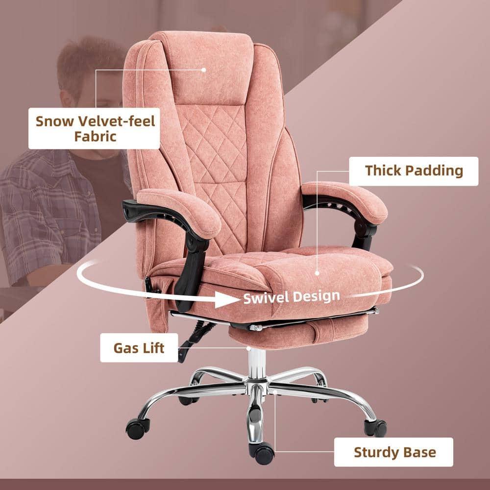 Vinsetto Executive Massage Office Chair, Heated Computer Desk Chair with Adjustable Height and Footrest, Pink
