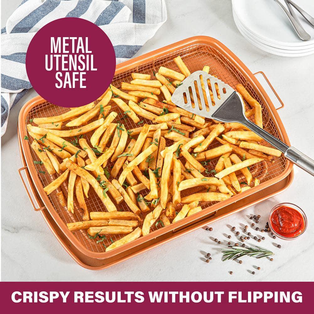 Gotham Steel Large Nonstick Air Fryer Tray for Oven with Recipe Book - 13.4" x 11.4"